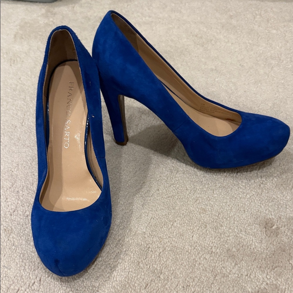 Franco Sarto Royal Blue Suede Heels